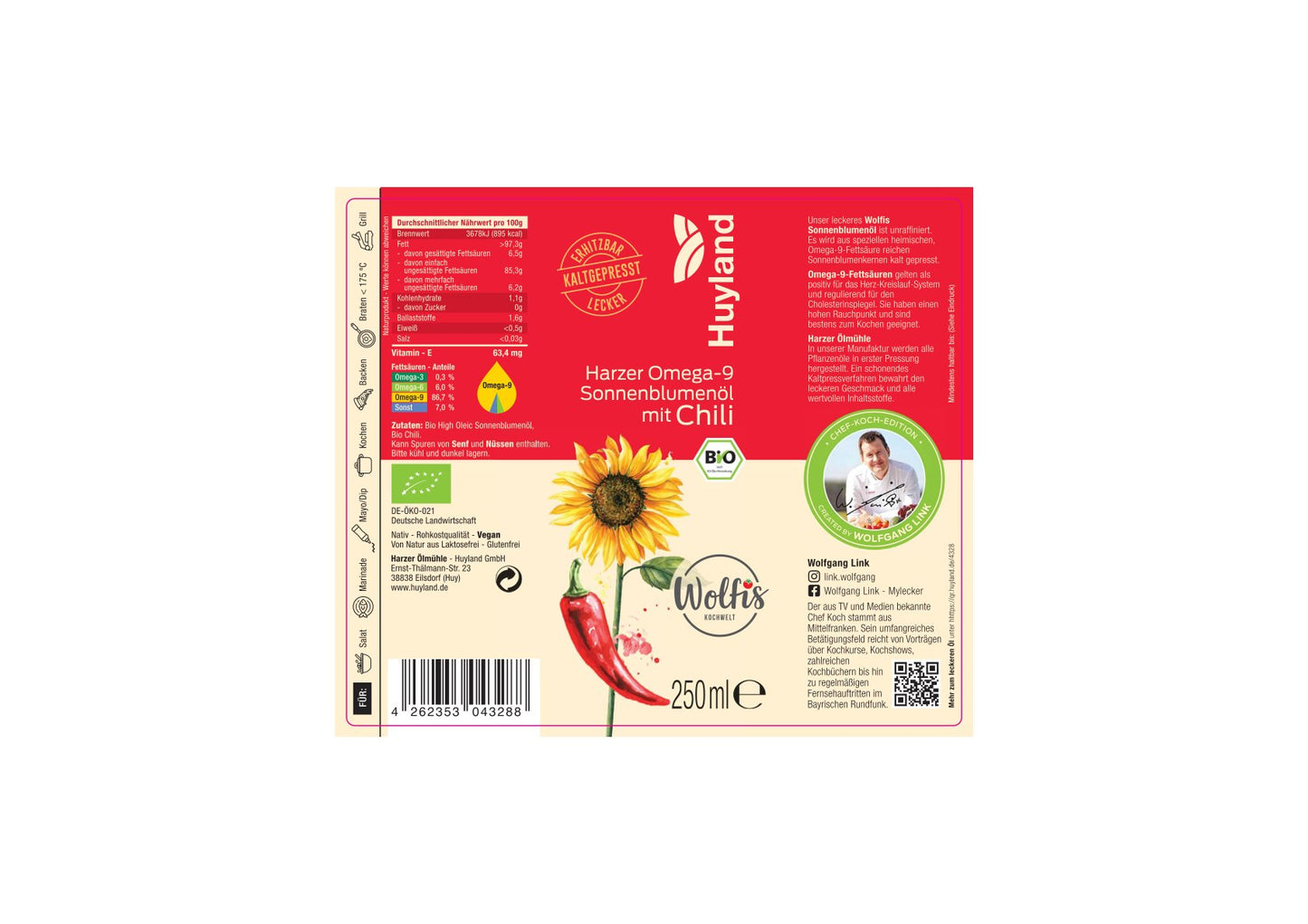 Bio Wolfis Sonnenblumenöl mit Chili