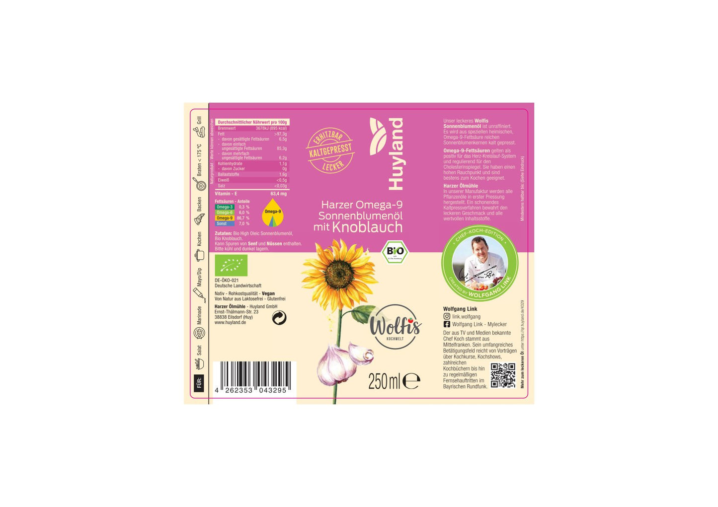 Bio Wolfis Sonnenblumenöl mit Knoblauch