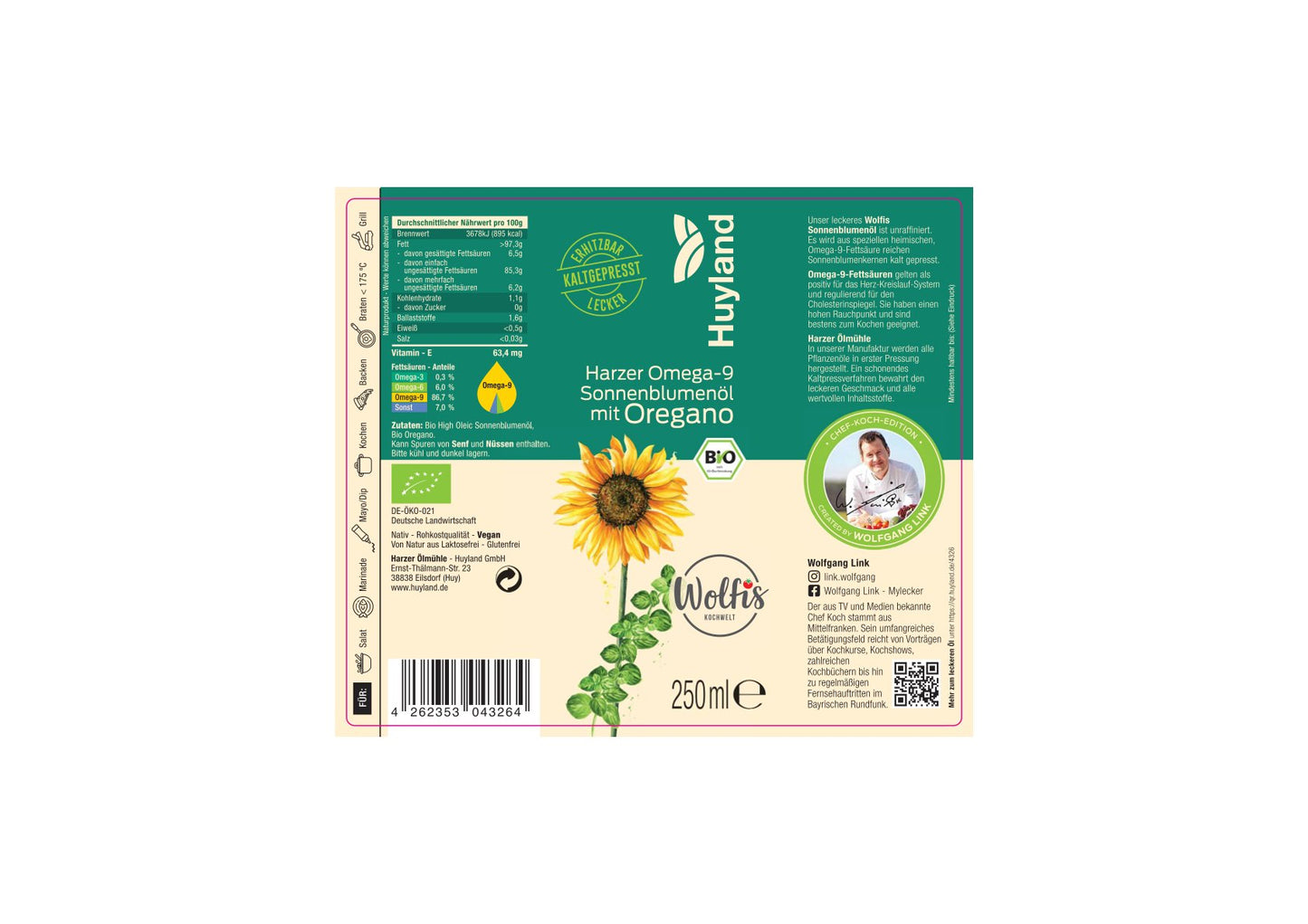 Bio Wolfis Sonnenblumenöl mit Oregano