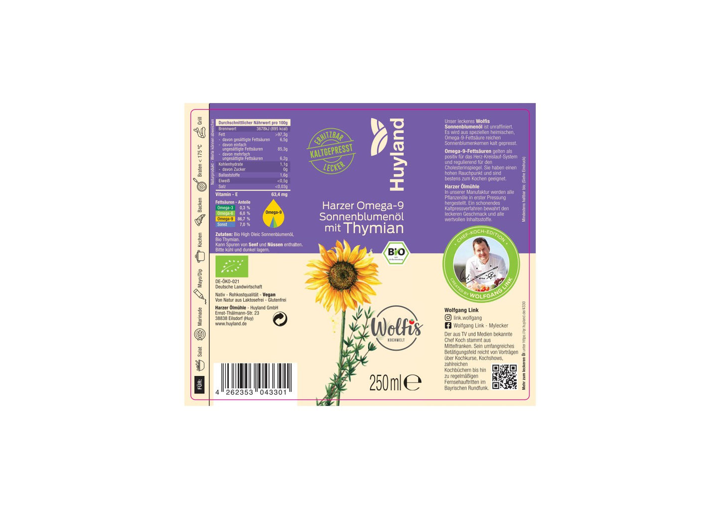Bio Wolfis Sonnenblumenöl mit Thymian