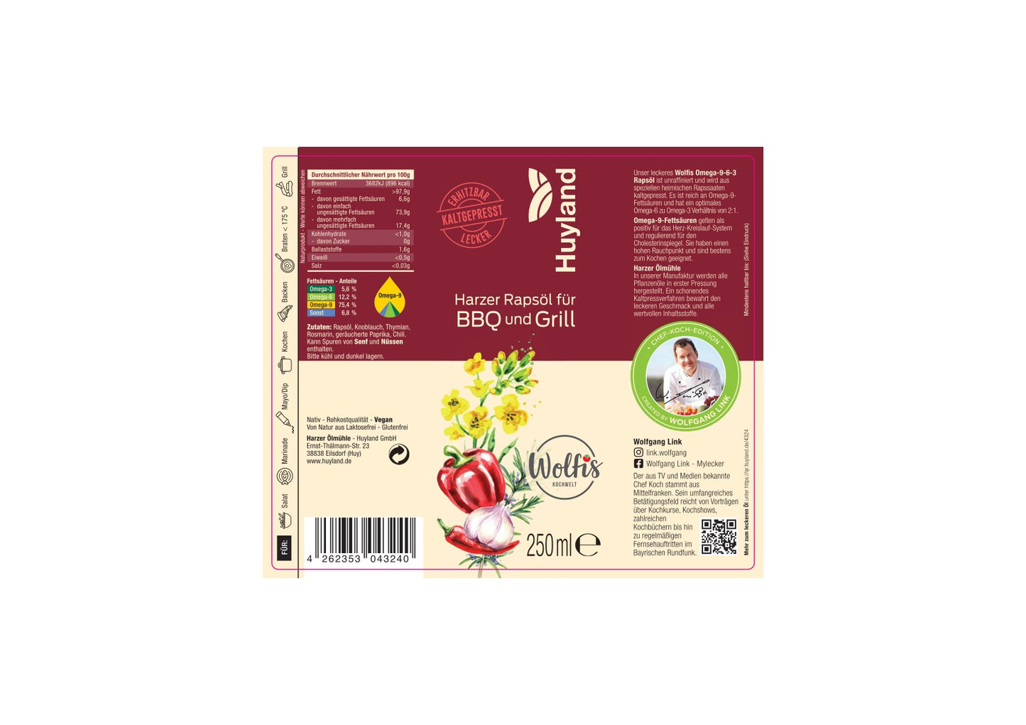 Wolfis Harzer Rapsöl für BBQ und Grill