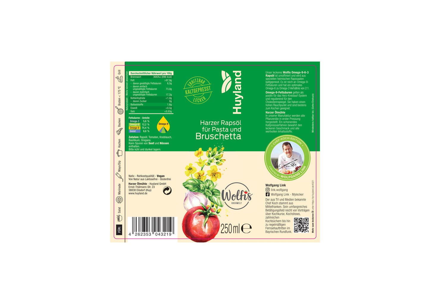 Wolfis Rapsöl für Pasta und Bruschetta