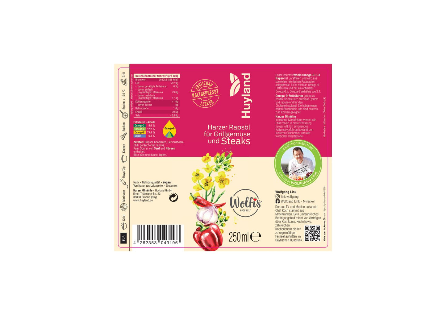 Wolfis Rapsöl für Grillgemüse und Steaks