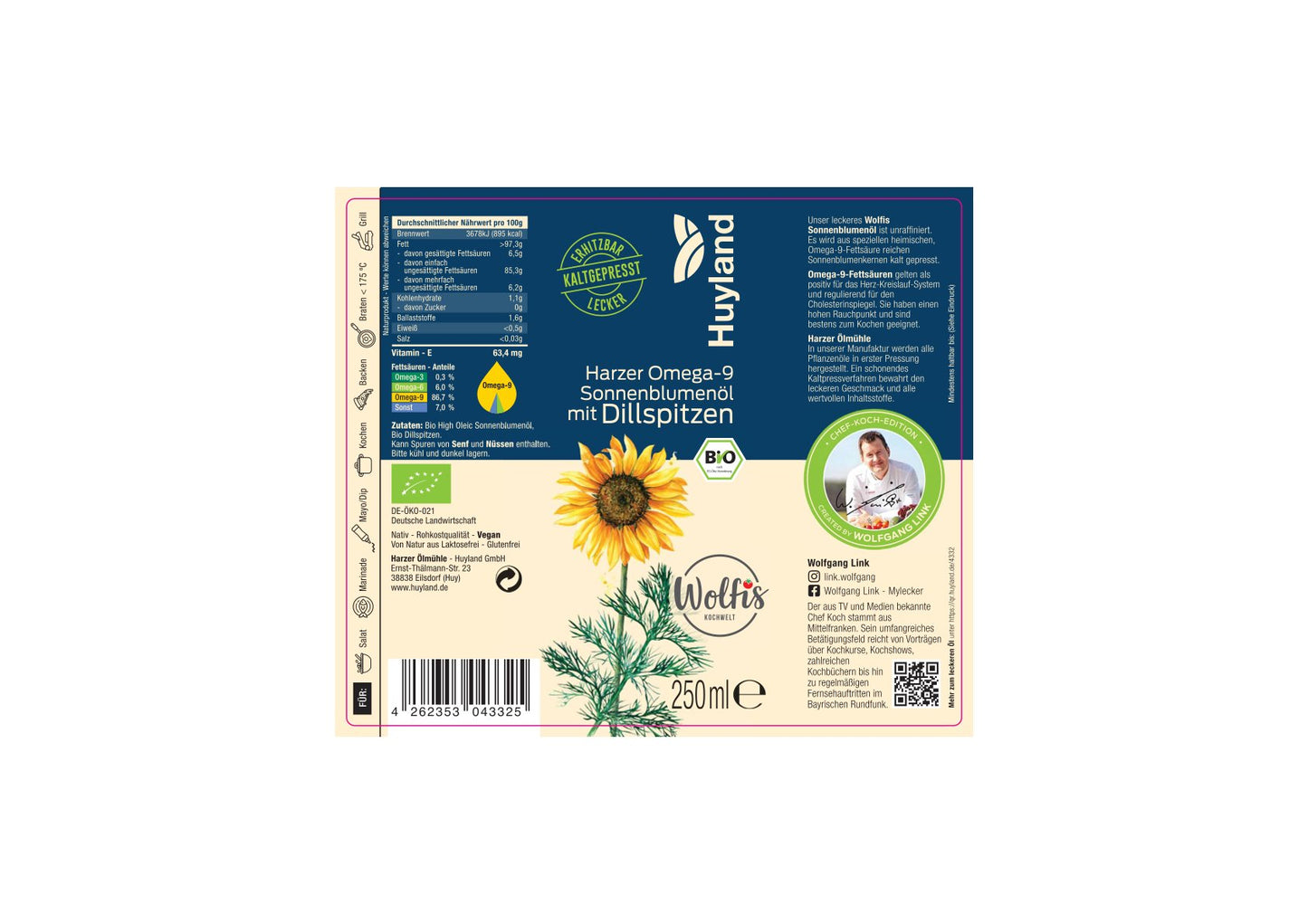 Bio Wolfis Sonnenblumenöl mit Dillspitzen